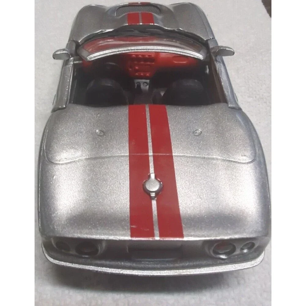 Vintage DieCast 2000 Shelby Series 1 Silver Red Stripe 1:32 Scale New Ray Brand